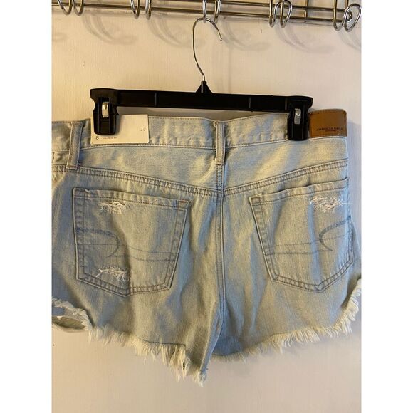 American Eagle AE Tom Girl distressed light denim jeans shorts 8 button fly NEW - Picture 3 of 11